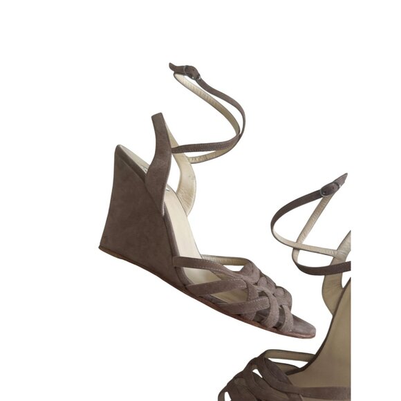 BARNEYS Co-Op Gray Suede Wedges Sandals Size 40 - Picture 3 of 11